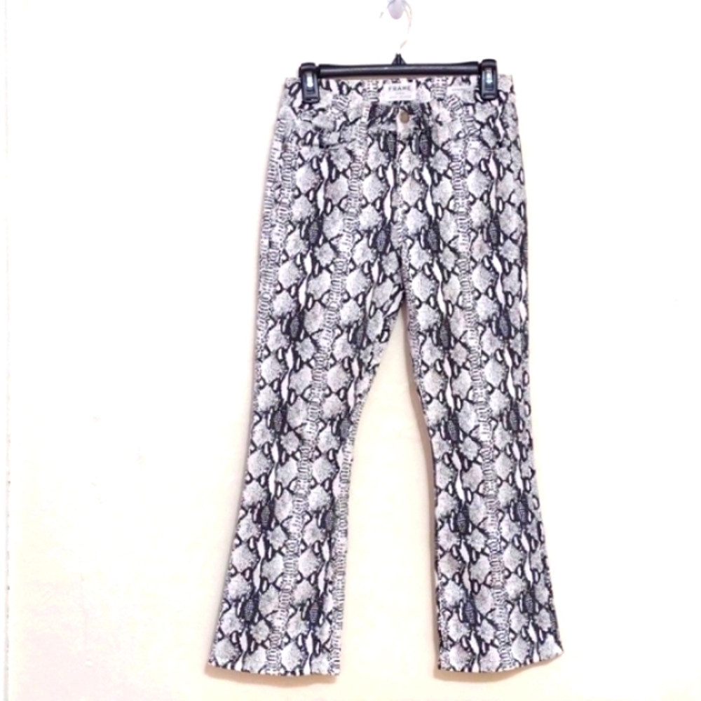 Frame Denim Le Crop Mini Boot Jean in Gray Python Size 26 NEW